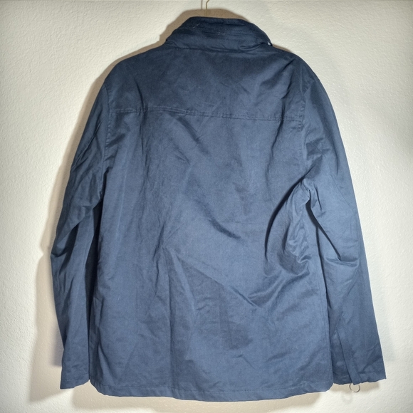 Denim and Dry Goods Indigo Star NWT Navy Nylon Blend Field Coat W Packable Hood - Picture 7 of 14